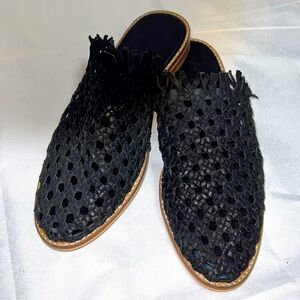 Free People Black Woven Sandals